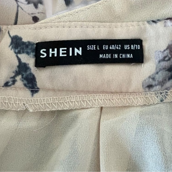 4/$20 SHEIN VCAY Apricot Floral Plunging Neck Crisscross Backless Maxi Dress Lrg - Picture 5 of 5